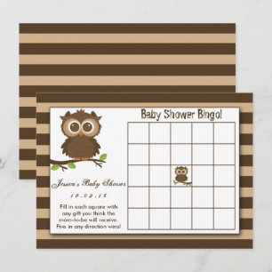 Carte Petite chouette   Baby shower Jeu de Bingo