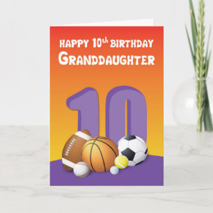 Carte Petite-fille 10e anniversaire Sports Balls