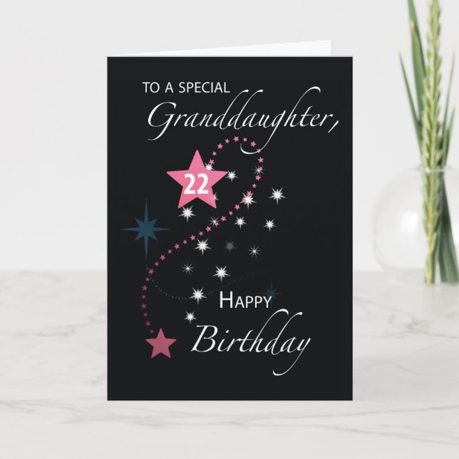 Carte Petite-fille 22e anniversaire Star Inspirational (Devant)
