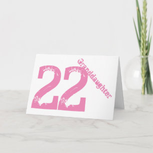 Carte Petite-fille, 22ème anniversaire, blanc et rose