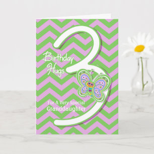 Carte Petite-fille 3e anniversaire papillon Hugs