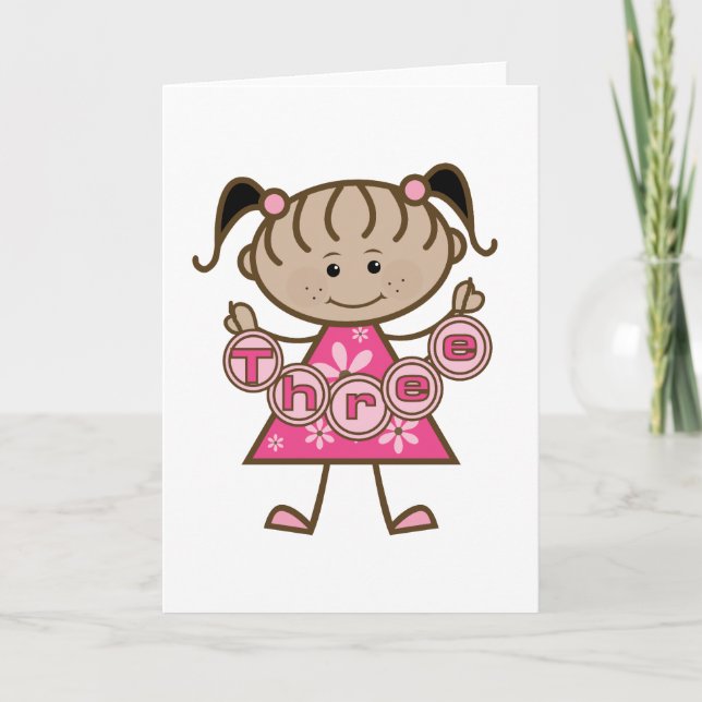 Carte Petite fille 3e anniversaire Tshirts et cadeaux (Devant)