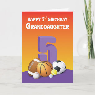 Carte Petite-fille 5Anniversaire Sports Balls
