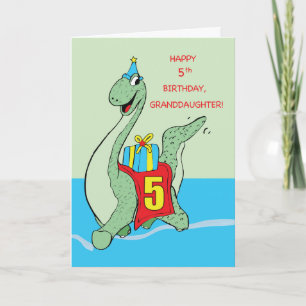 Carte Petite-fille 5e anniversaire Dinosaur