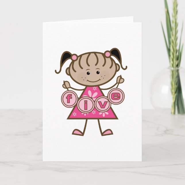 Carte Petite fille 5e anniversaire Tshirts et cadeaux (Devant)