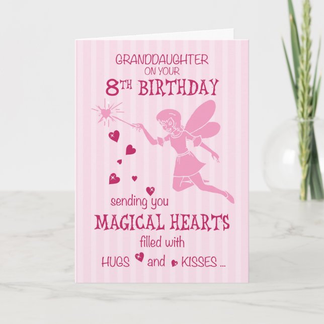 Carte Petite-fille 8e anniversaire Magique Fairy Rose (Devant)