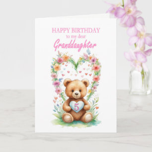 Carte Petite-fille Âge 5 Teddy Bear