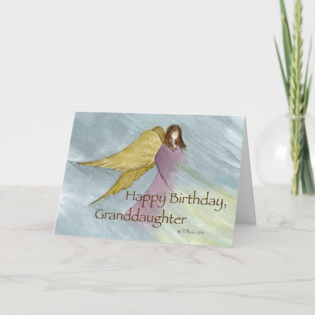 Carte Petite-fille, Ange Anniversaire bleu (Devant)