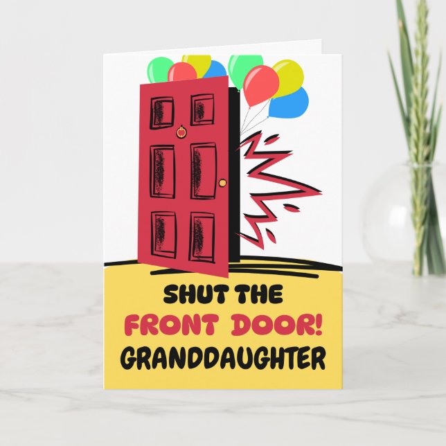 Carte Petite-fille Anniversaire ferme la porte d'entrée (Devant)