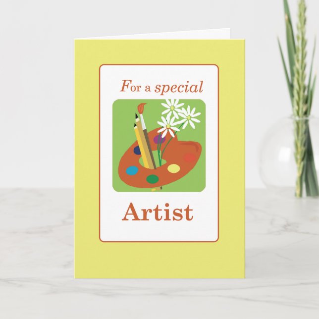 Carte Petite-fille Artiste Spécial Palette Merci (Devant)