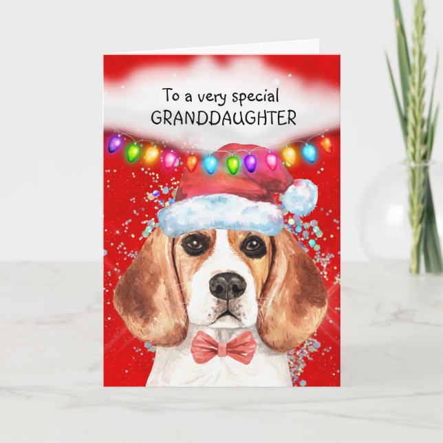 Carte Petite-fille beagle voeux de Noël mignon (Devant)
