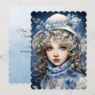 Carte Petite-fille Blonde Haired Fille voeux de Noël