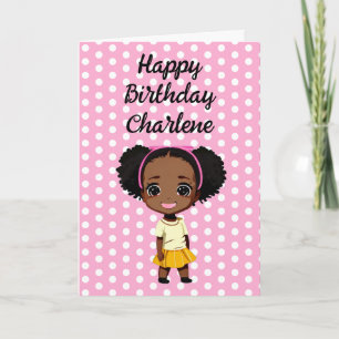 Carte Petite fille caricaturale personnalisée Anniversai