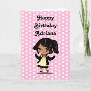 Carte Petite fille caricaturale personnalisée Anniversai