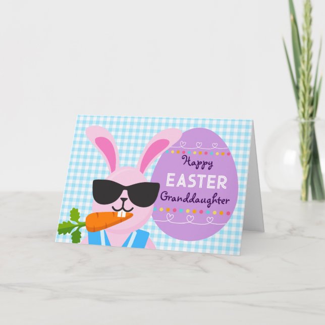 Carte Petite-fille Cool lapin de Pâques et carotte (Devant)