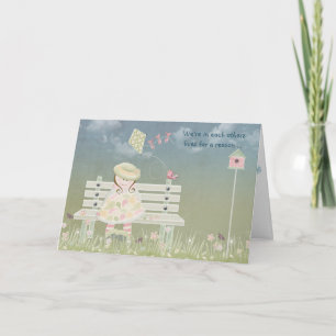 Carte Petite fille d'amitié avec le cerf-volant