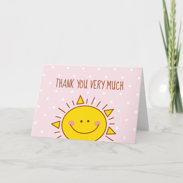 Carte Petite Fille de Soleil Anniversaire Rose Merci (Devant)