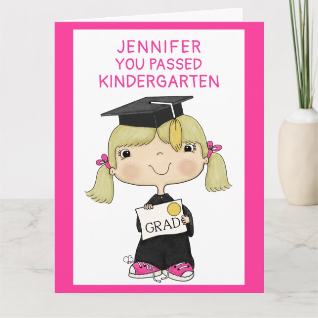 Carte Petite fille diplômée Grand poil blond (Devant)