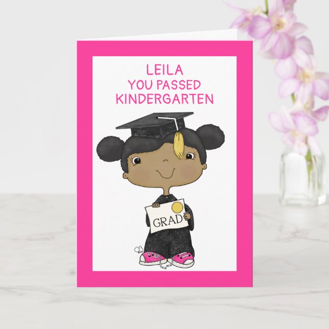 Carte Petite fille diplômée Peau noire (Orchidée)
