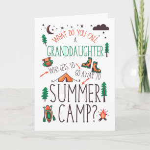 Carte Petite-fille Drôle Camp d'été Orange Vert Marron