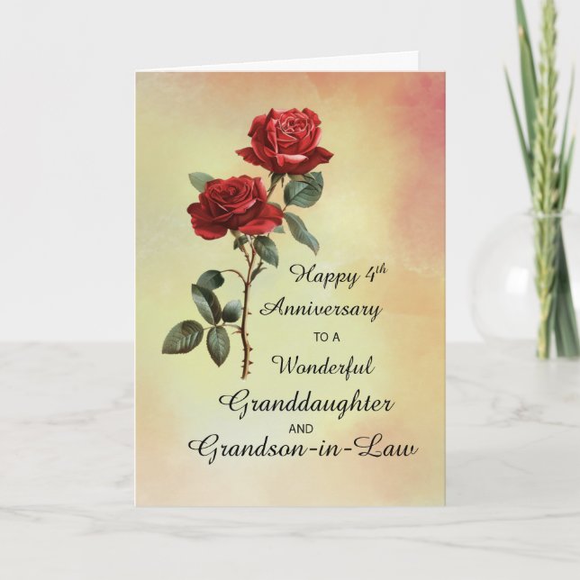 Carte Petite-fille du 4e anniversaire Grandson en droit  (Devant)