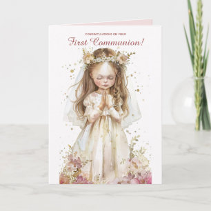 Carte Petite Fille Editable Priant Première Communion