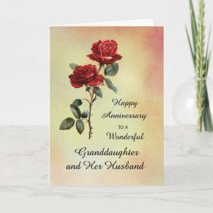 Carte Petite-fille et son mari Anniversaire Rose rouge