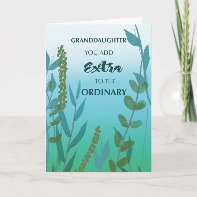 Carte Petite-fille extra ordinaire Anniversaire Vert Ble (Devant)