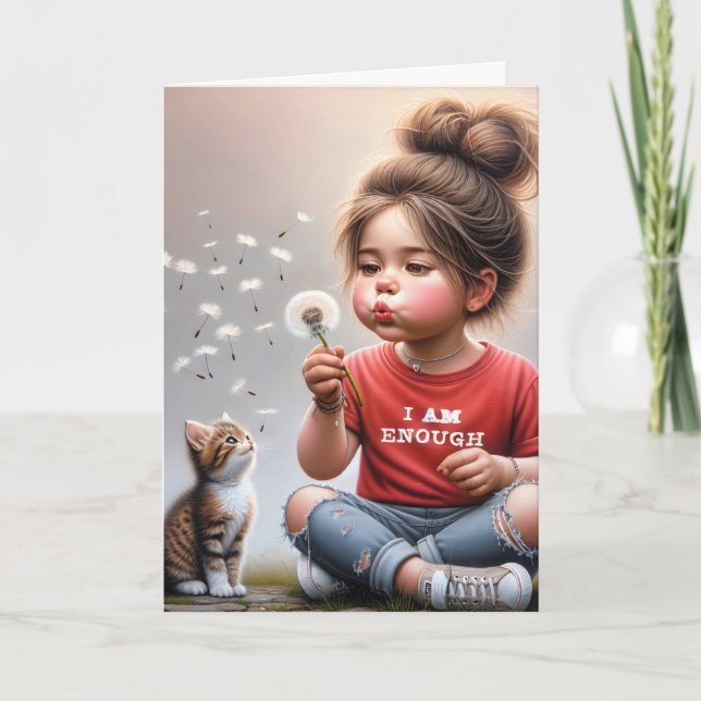 Carte Petite Fille Feu Dandelions Pour Anniversaire (Devant)