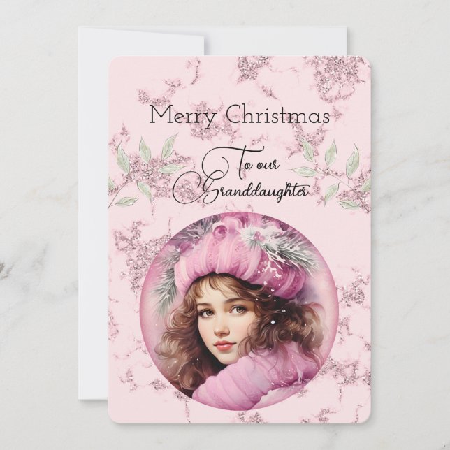 Carte Petite-fille Fille aux Cheveux Bruns Vœux de Noël (Devant)