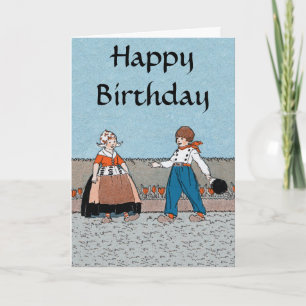 Carte Petite fille hollandaise Robe traditionnelle garço