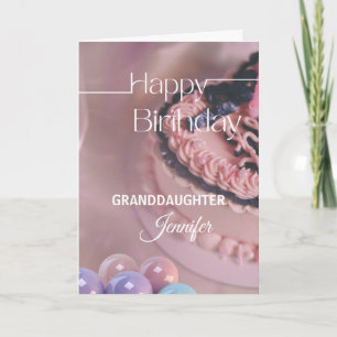 Carte Petite-fille Joyeux gâteau au ballons d'anniversai