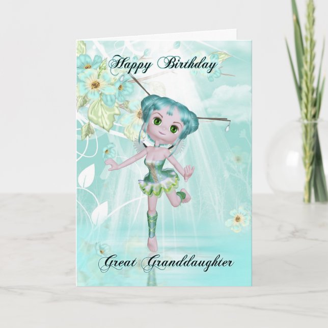 Carte petite-fille mignonne fée anniversaire salutations (Devant)
