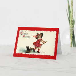 Carte Petite fille mignonne Halloween de sorcière