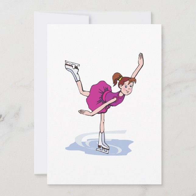 Carte petite fille mignonne patineur artistique filature (Devant)