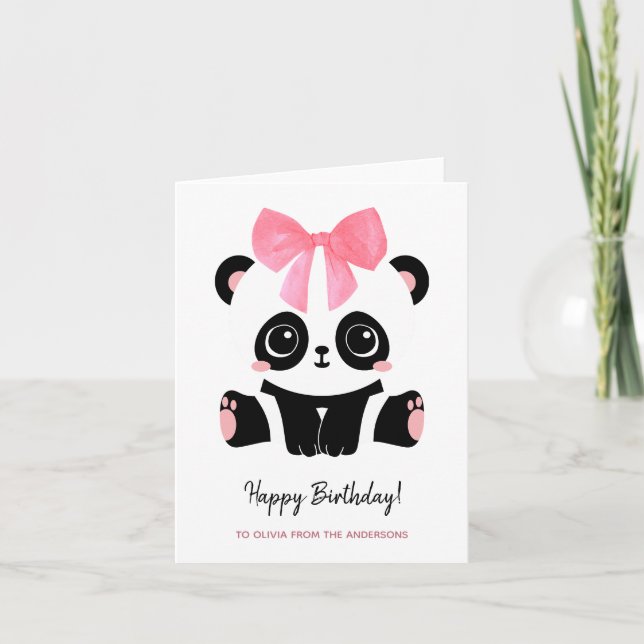 Carte Petite fille Panda mignonne Joyeux anniversaire (Devant)
