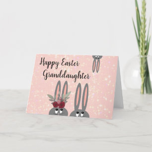 Carte Petite-fille Pâques Bunnies floraux