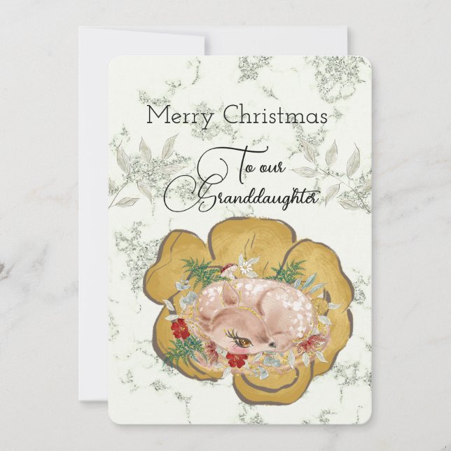 Carte Petite-fille Petit Cerf voeux de Noël (Devant)