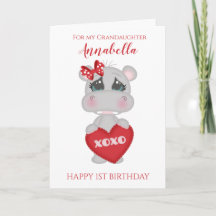 Petite-fille Premier Anniversaire Mignon Hippopota