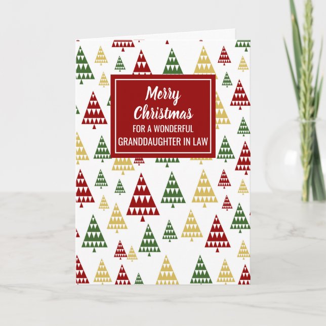 Carte Petite-fille rouge verte moderne en droit Noël (Devant)