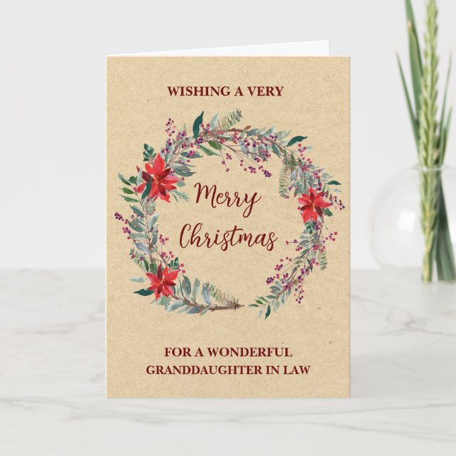 Carte Petite-Fille Russe Wreath En Droit Joyeux Noël (Devant)