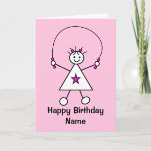 Carte Petite fille sautant la corde sauter l'anniversair
