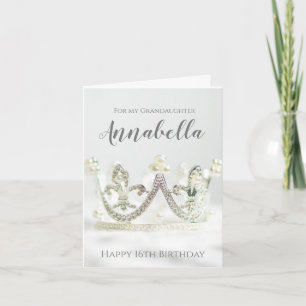 Carte Petite-fille Seizième Anniversaire Élégant Argent