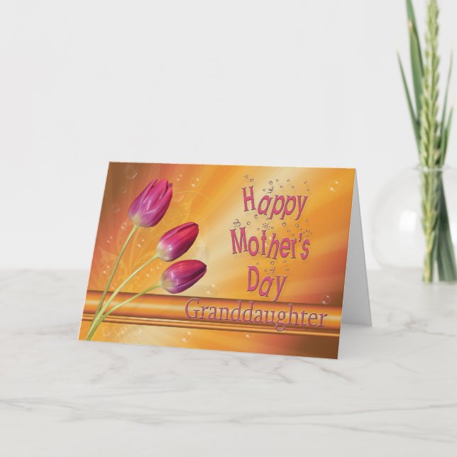 Carte Petite-fille, tulipes de la fête des mères (Devant)