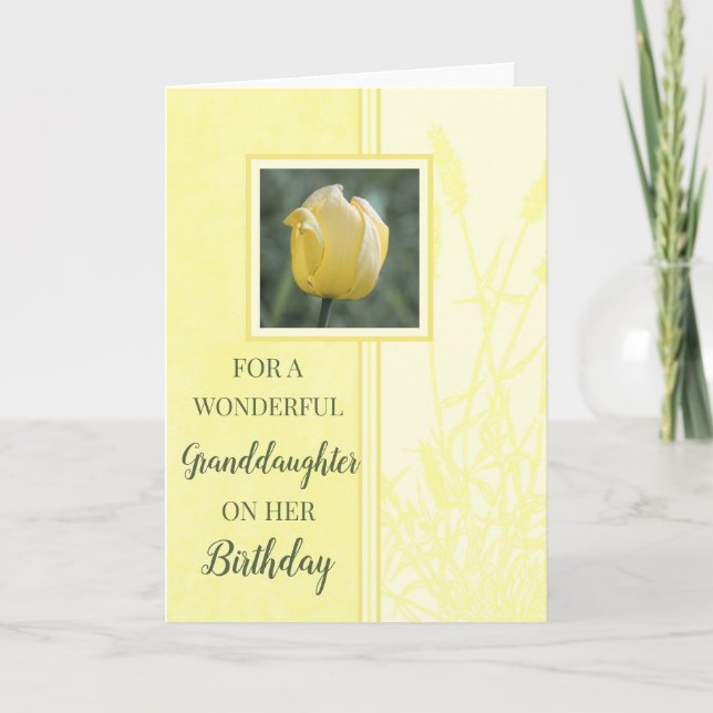 Carte Petite-fille Tulipes Jaunes Anniversaire (Devant)
