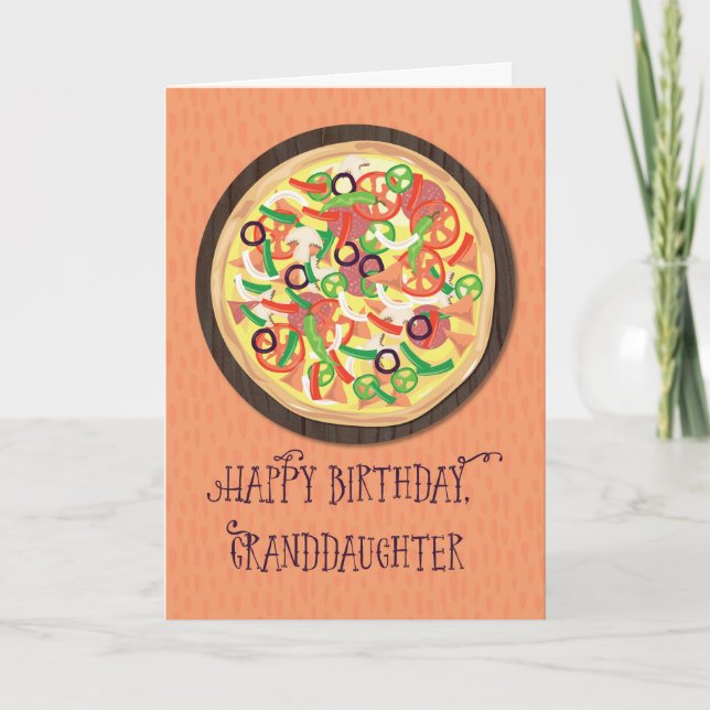 Carte Petite-fille Tween Ado Pizza Anniversaire (Devant)