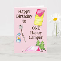 Petite fille un heureux Camper premier anniversair