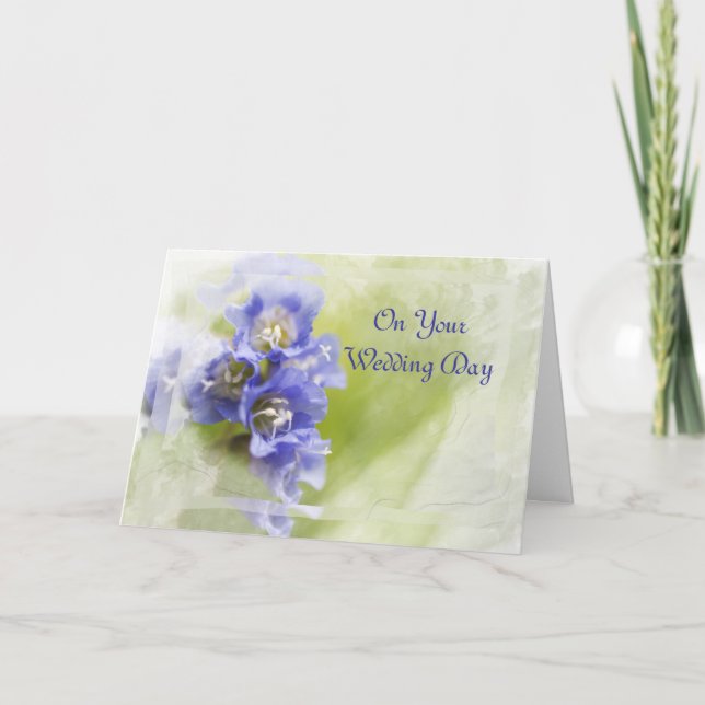 Carte Petite Fleurs de Jardin pourpres Jour de Mariage (Devant)