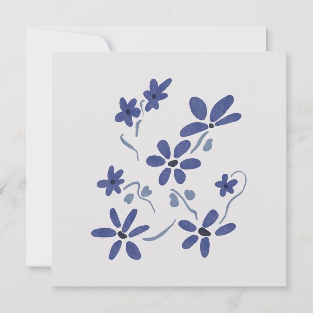 Carte Petite Fleurs Romantiques Bleues (Devant)