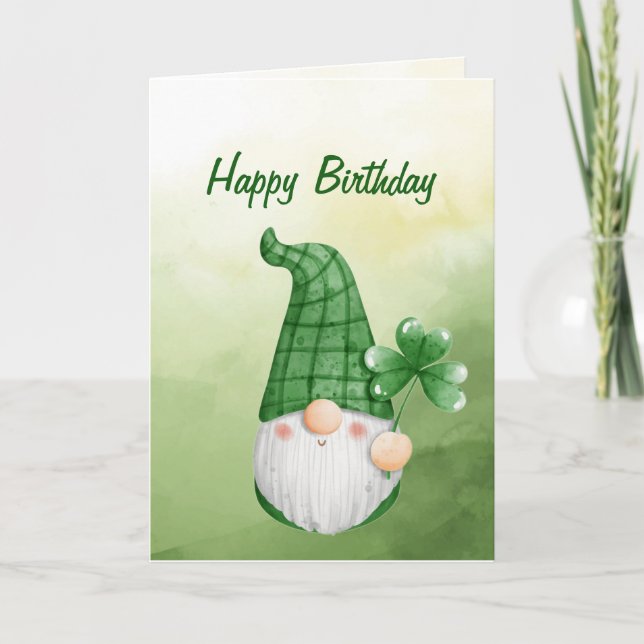 Carte Petite Gnome Lucky Anniversaire Voeux (Devant)